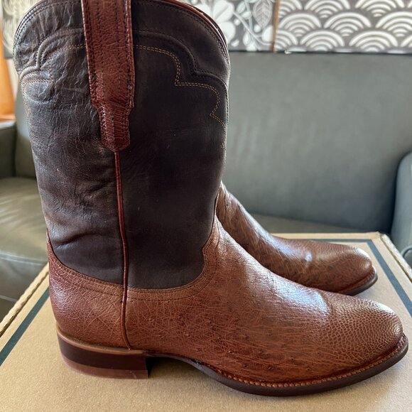 **SOLD**TECOVAS The Wade Men's Russet Smooth Ostrich Roper Boot 11D - Picture 9 of 14